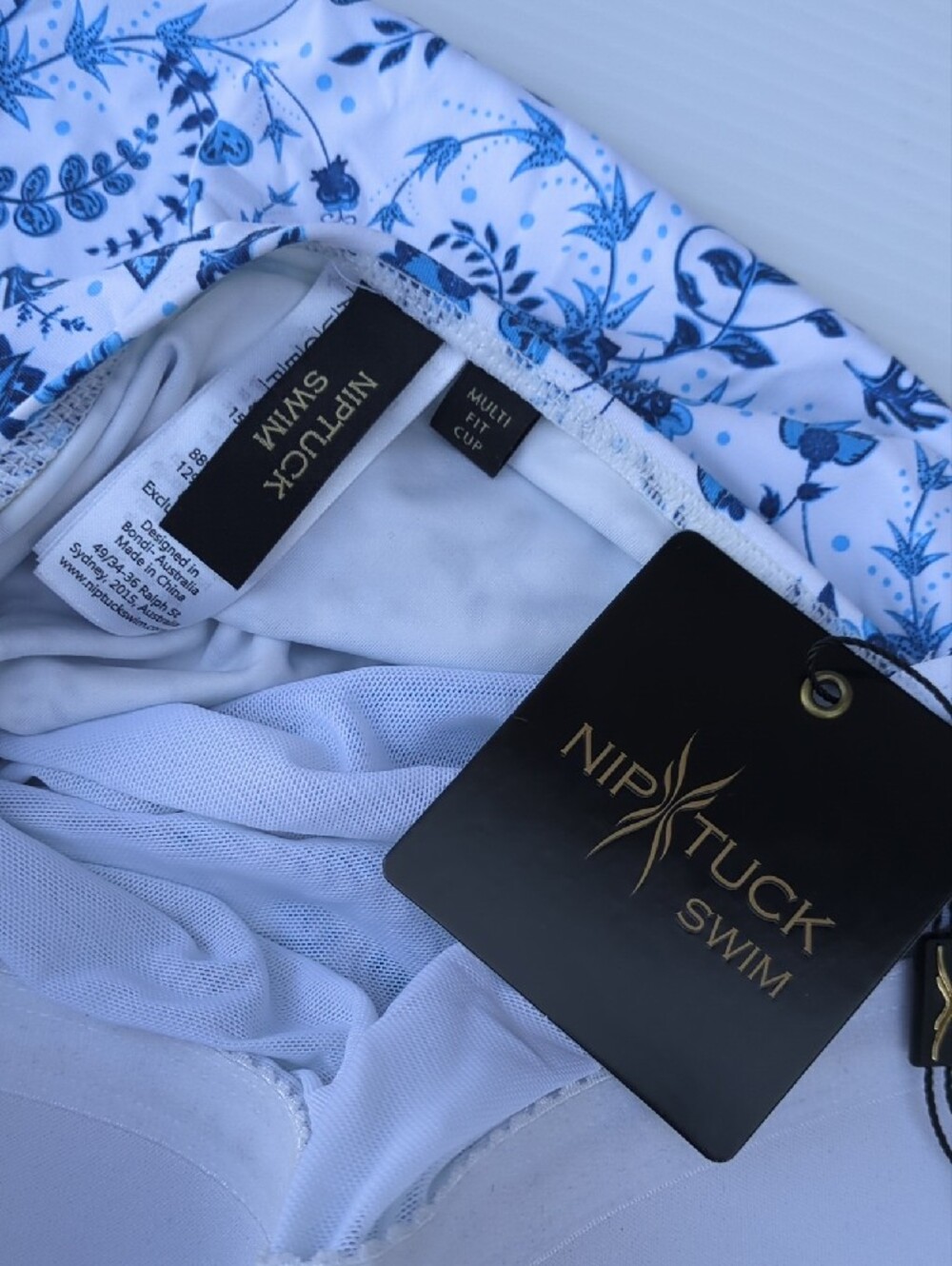 Nautuck Women's Swim White & Blue Floral One-Piece Swimsuit, Size 12 - Picture 6 of 11